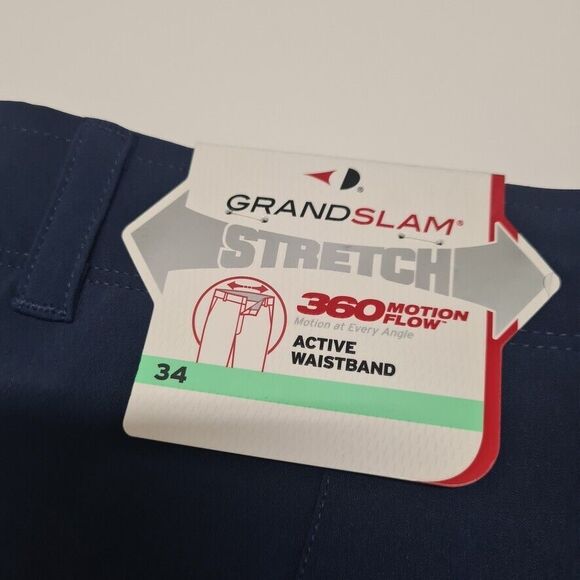 Grand Slam Golf Chino Shorts Men's 34 Performance Flat Front Stretch Navy Blue - Picture 3 of 7